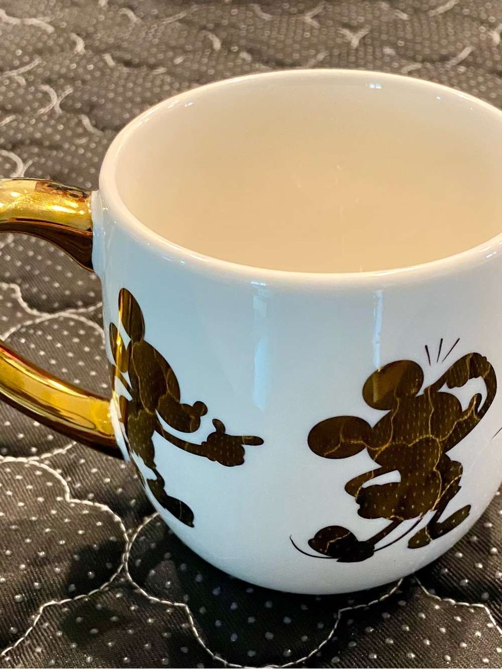 Disney White and Gold Mickey Ceramic Mug with Metallic Handle